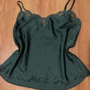 Victoria’s Secret Elegant forest Green Lace Trim Camisole